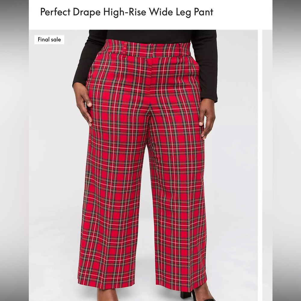 Lane Bryant Vibrant Red Plaid Trousers